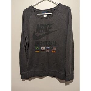 Vintage Nike International Flag Crewneck Sweater Gray Mens Track And Field Large